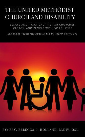 The cover of the book shows silhouettes of people wearing pants and dresses and a person in a wheelchari
